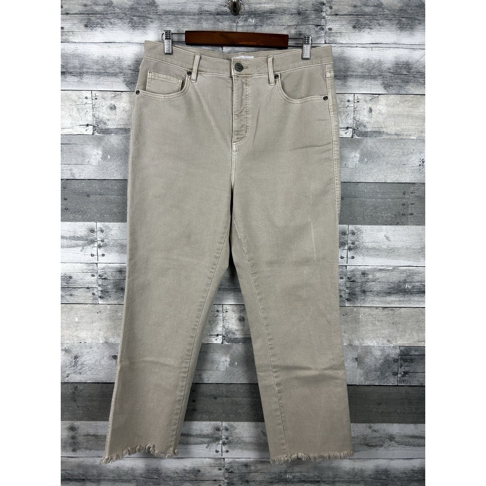Loft Women's Beige High Waist Straight Raw Hem Chinos 31/12